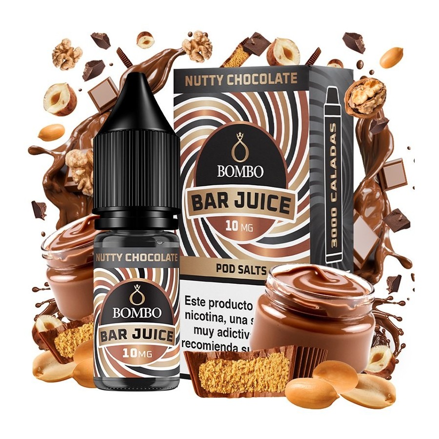 NUTTY CHOCOLATE BAR JUICE NIC SALT 10ML 10MG BOMBO