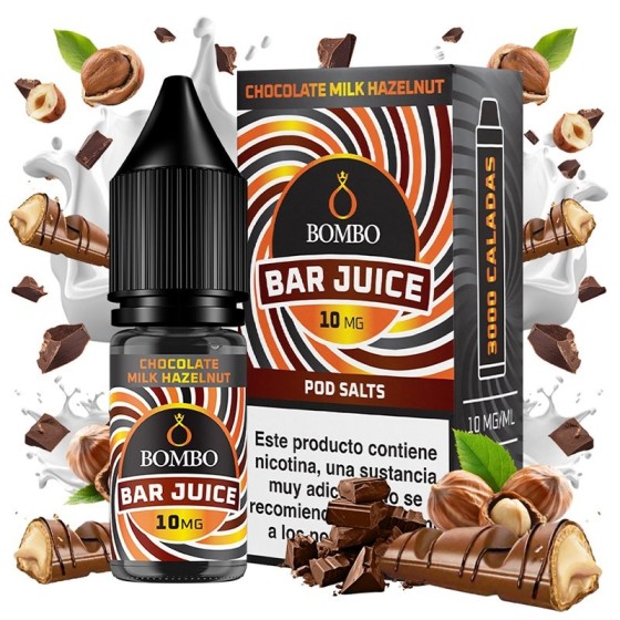 CHOCOLATE MILK HAZELNUT BAR JUICE NIC SALT 10ML 10MG BOMBO