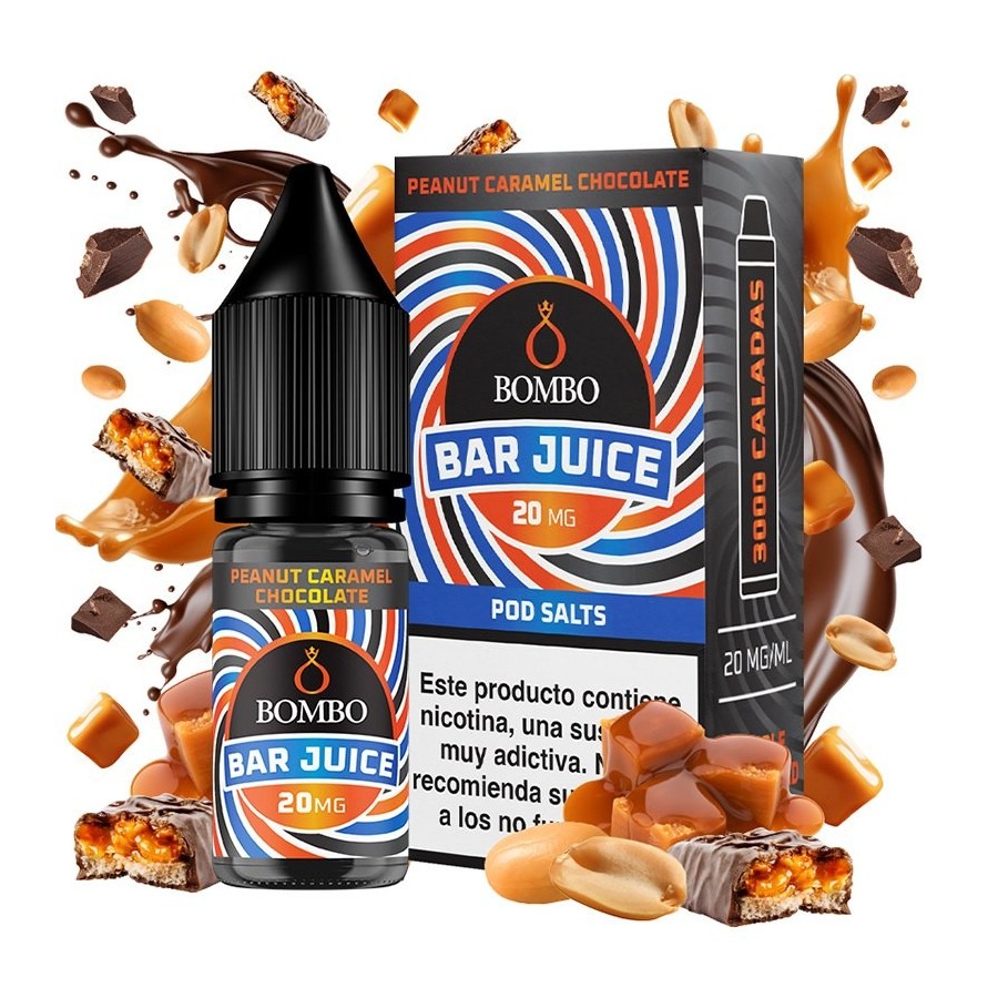 PEANUT CARAMEL CHOCOLATE BAR JUICE NIC SALT 10ML 20MG BOMBO