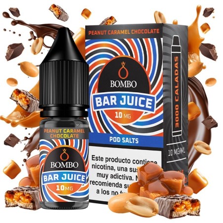 PEANUT CARAMEL CHOCOLATE BAR JUICE NIC SALT 10ML 10MG BOMBO