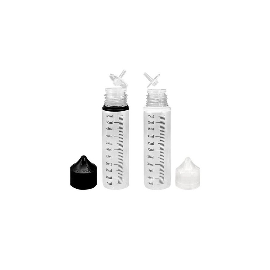 BOTELLA GRADUADA 60ML FACIL APERTURA TAPON TRANSPARENTE