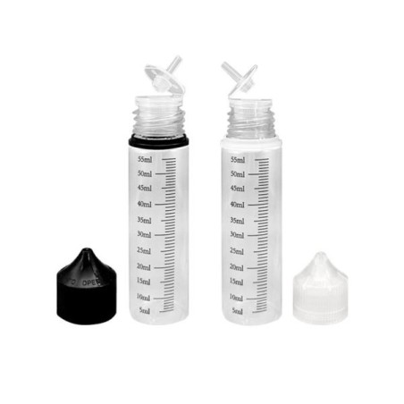 BOTELLA GRADUADA 60ML FACIL APERTURA TAPON TRANSPARENTE